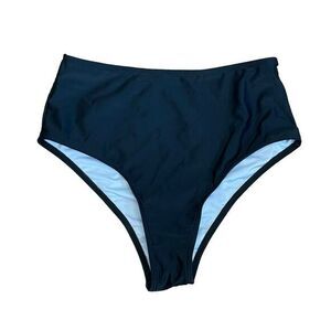 Zaful High Waist Bikini Bottom Black Stretch‎ Knit Swim Coastal Swimsuit S